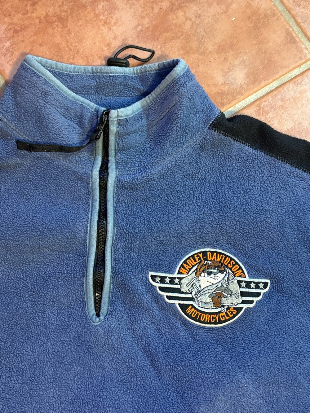 Looney toons Tasmanian devil x Harley-Davidson Blue Fleece Zip-Up large